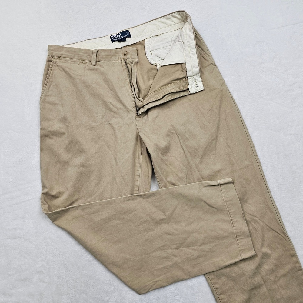 Polo Ralph Lauren Chinos Mens 36/38* x30 Khaki Classic Fit Cotton Twill Preppy